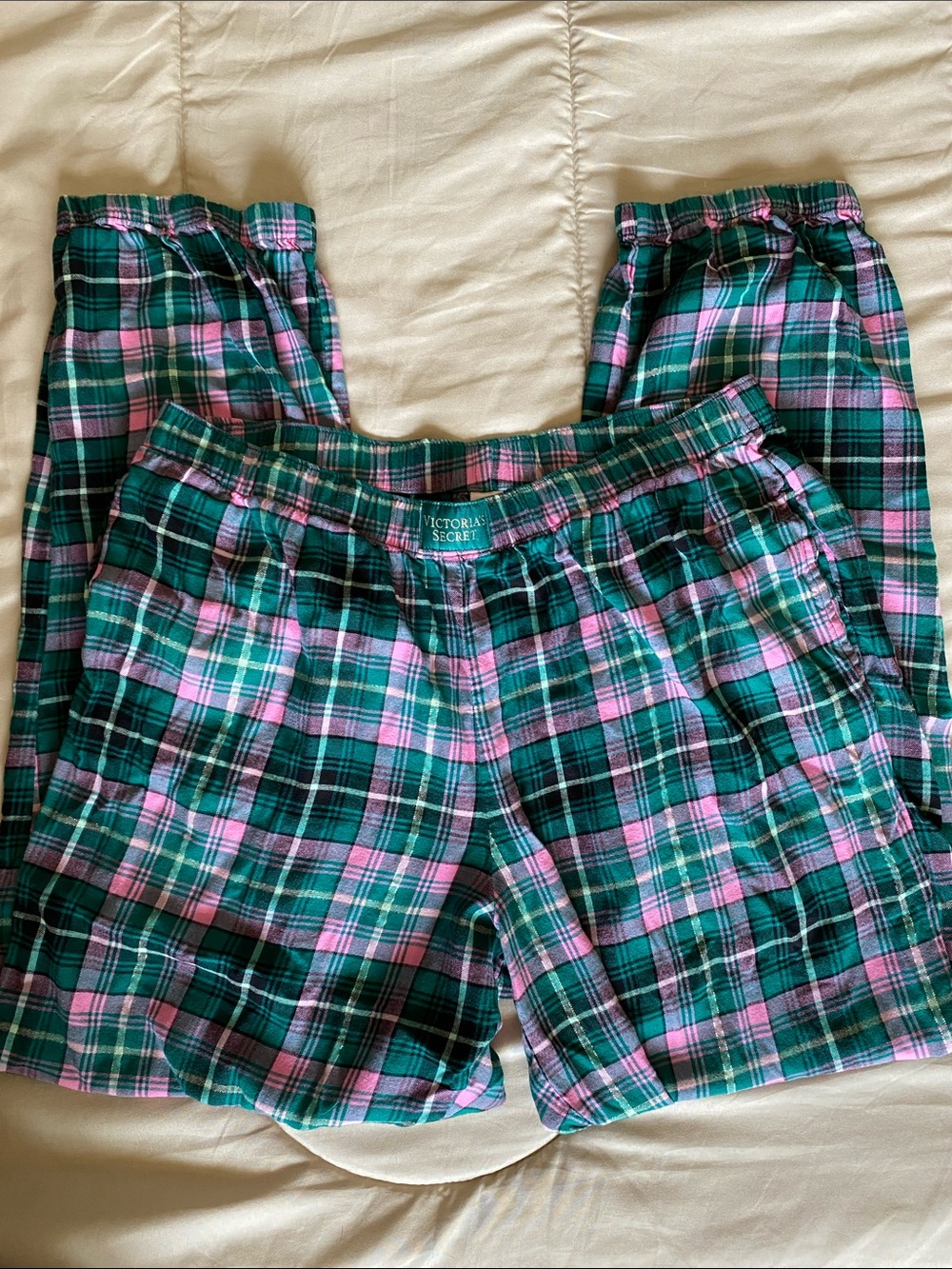 Victoria's Secret Plaid Lounge pants in Pink and Green